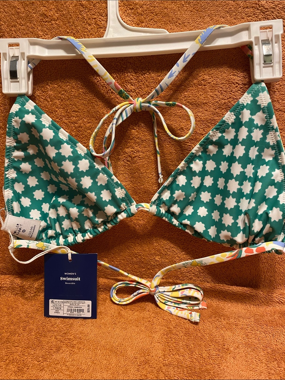 Roller Rabbit White Multi Tropical Sun Triangle Bikini Top - Picture 2 of 3